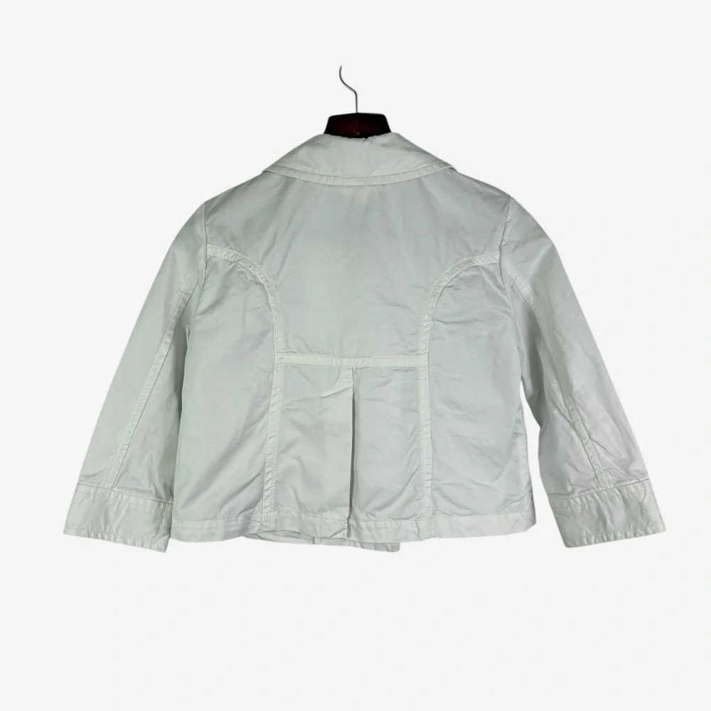 NILI LOTAN Cropped Cotton Ira Jacket Size 2 PFD Condensed 3/4 Sleeve Eggshell - Picture 3 of 13